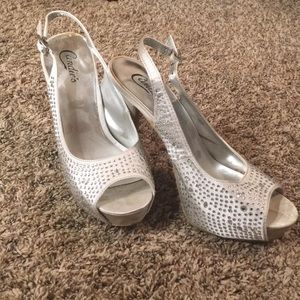 Candies white and silver sparkly heels!!!